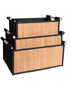 Ceruzo 3x Opbergmanden Bamboe - Badkamermanden 
