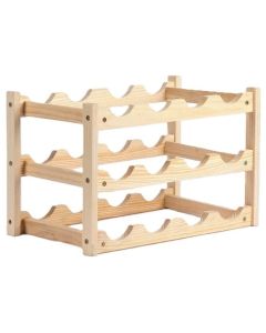 Wijnrek Hout - voor 12 Wijnflessen - 45 x 22 x H28 cm