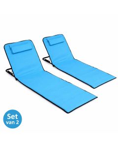 Ceruzo Strandmat - 2 Stuks - Lichtblauw- 145x47x40 cm