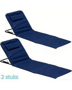 Ceruzo Strandmat - 2 Stuks - Donkerblauw - 145x47x40 cm