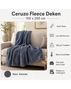 Ceruzo Fleece deken - 150x200 cm - antraciet