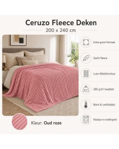 Ceruzo Fleece deken - 200x240 cm - roze