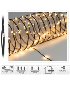 LED Verlichting 120 LED - 9 meter - extra warm wit - voor binnen en buiten - 8 Lichtfuncties - Soft Wire 