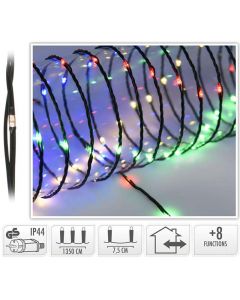 LED Verlichting 180 LED - 13.5 meter - multicolor - voor binnen en buiten - 8 Lichtfuncties - Soft Wire 