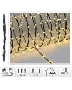 LED Verlichting 400 LED - 12 meter - warm wit - voor binnen en buiten - 8 Lichtfuncties - Soft Wire 