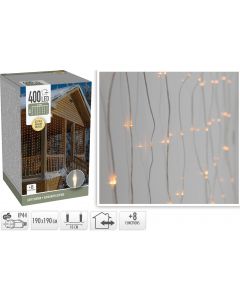 Lichtgordijn 190x190cm - gelijke lengtes - 400 LED's - extra warm wit - Soft Wire