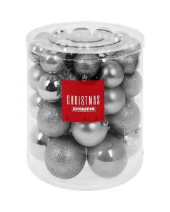 Kerstballenset - 44 stuks plastic - zilver