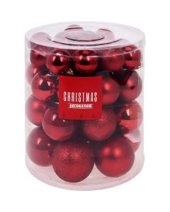 Kerstballenset - 44 stuks plastic - rood