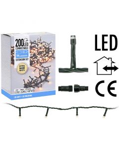 Koppelbare Kerstverlichting - 200 LED - 6m - extra warm wit