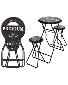 Bartafel met 2 stoelen - zwart